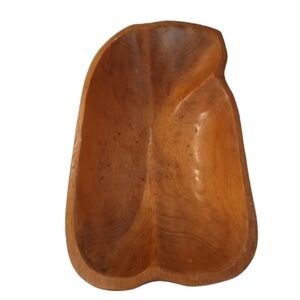 Vintage Mid-Century Monkey Pod Wood Divided Leaf Bowl - Handcrafted MCM